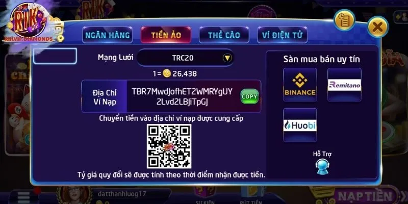 Xử lý khi gặp sự cố trong quá trình nạp tiền RIKVIP