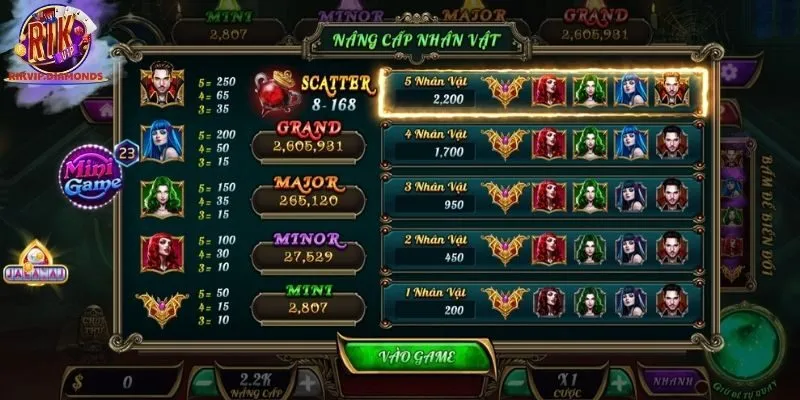 Các biểu tượng trong game nổ hũ bá tước quyền năng